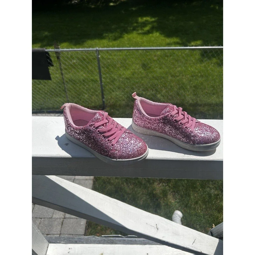 Bernal Girls Pink Glitter Sparkle Sneakers Size 12
